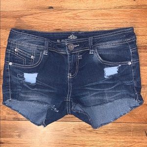 Almost famous distressed denim shorts